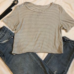American Eagle Black and White Striped Shirt